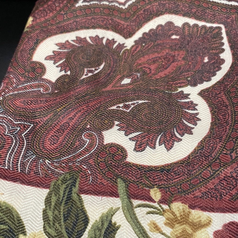Bash’s Scarves Inc. vintage Floral Paisley Scarf in Burgundy green and Cream - Picture 14 of 16